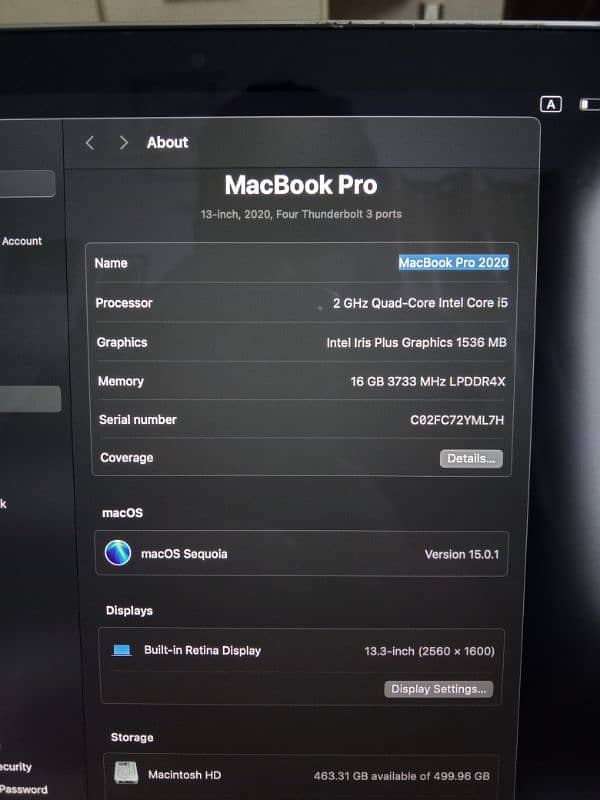 MacBook pro 2020 Model, 13"inch (16GB/512GB SSD) 10