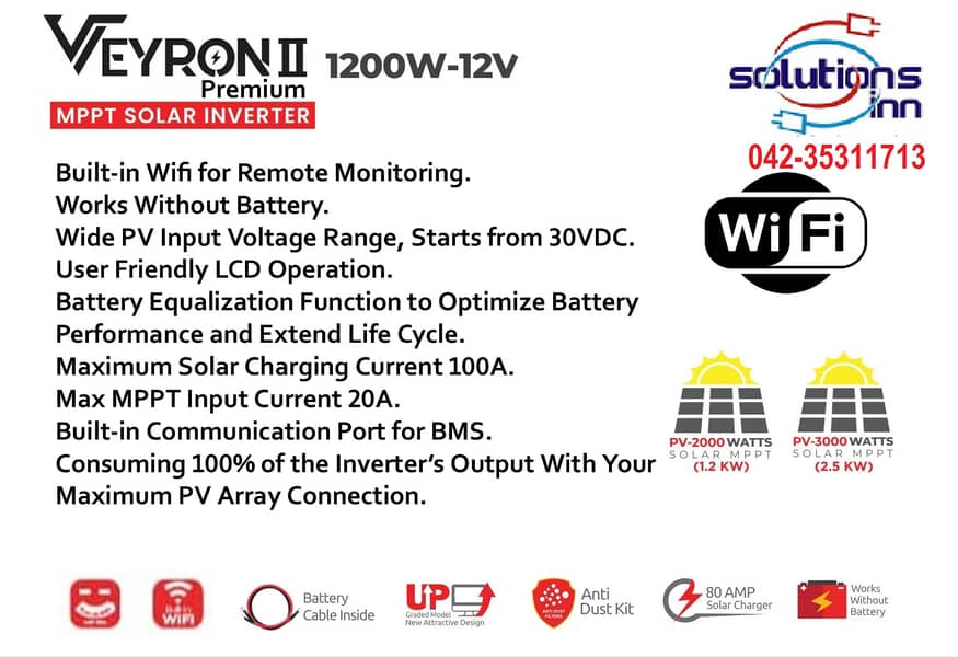 Inverex Veyron II 1200W - Solar Inverter with 2000W Solar Capacity 1