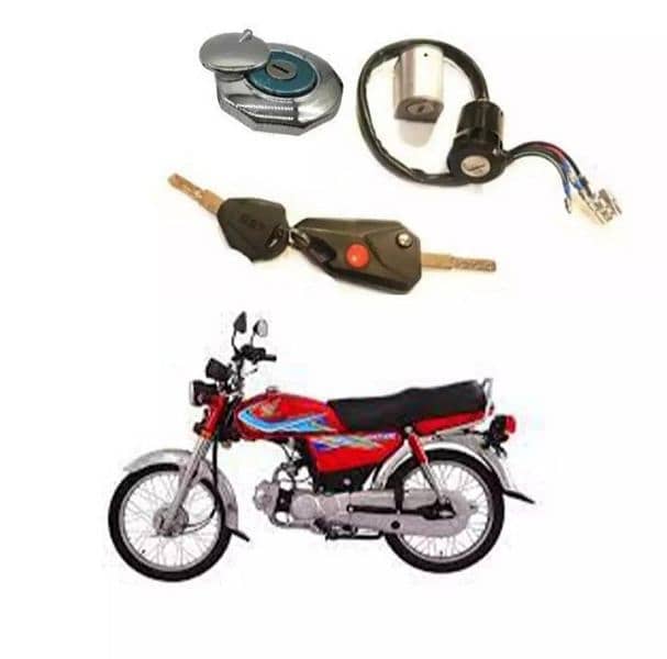 3 piece Lock set CD70 computer key with Extra key for motorcycle 3