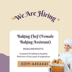 Female Baking Chef | Baker | Jobs | Urgent Hiring