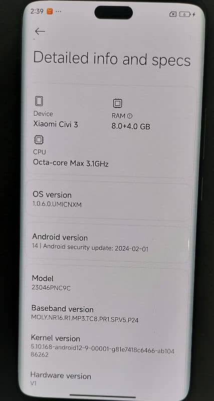 model Xiaomi CV 3 10/10 Non PTA. 4