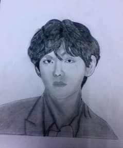 This is sketch of BTS (V) Kim Taehyung.