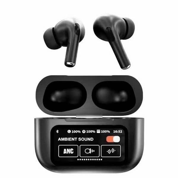 A9 Pro Wireless Earbuds with Mini Screen – Black | Noise Cancellation 4