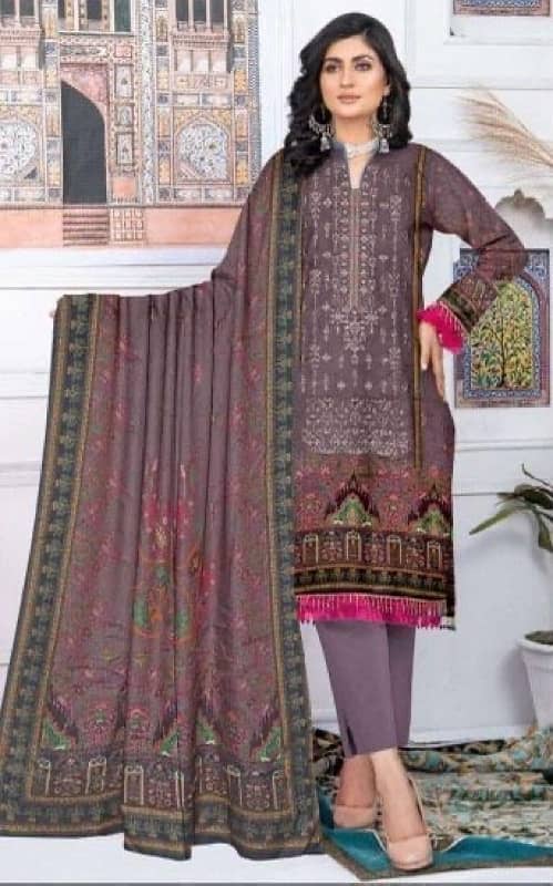 3 Pcs Women’s Unstitched Karandi Printed Suit 1