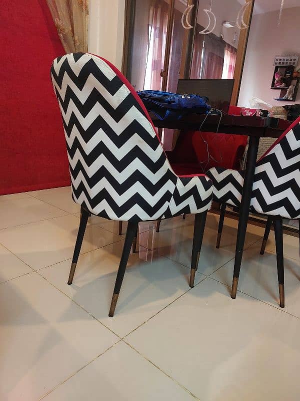 4 chairs, marble design dining table 0