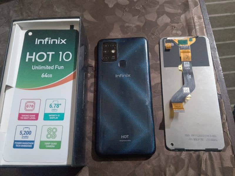 Infinix Hot 10 4/64 with original panel extra just touch glass break 1