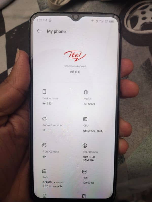 itel S23 8+8 128gb white 4