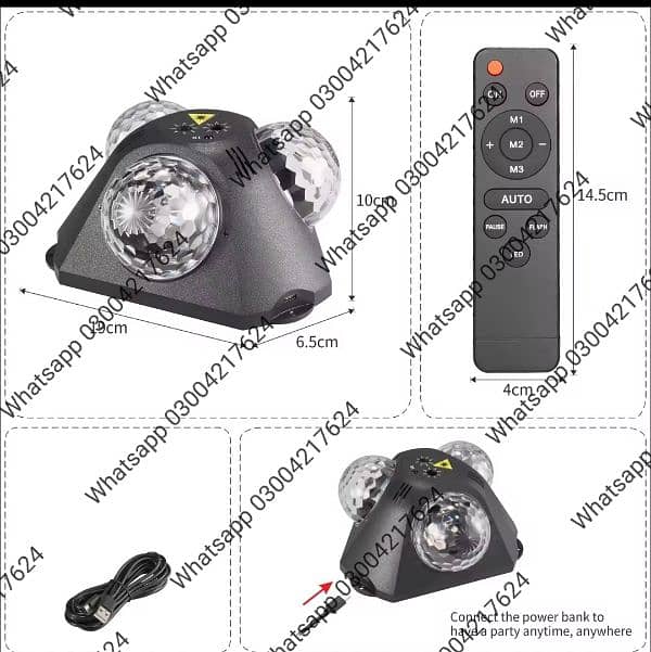 Party Light Dj 3-Head Disco Ball Light with Pattern Projection an 12