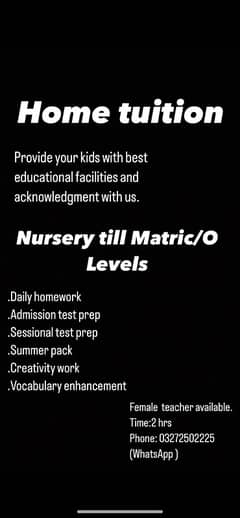 home tuition available