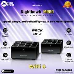 Netgear Mesh Router Nighthawk MR60 WiFi 6 Pack of 2 (Branded Used)