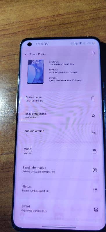 Oneplus 9pro 5g 12/256 Non PTA Shaded 5