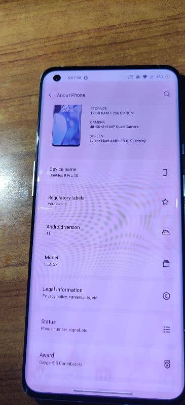 Oneplus 9pro 5g 12/256 Non PTA Shaded 7