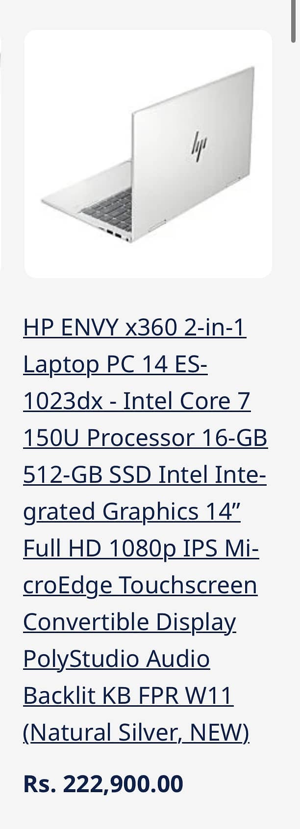 HP Envy x360 2in1 convertible ryzen 5 7th gen 16gb/512gb 9