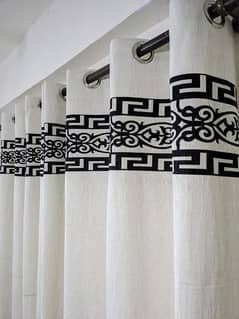 "Stylish White Curtains with Black Design – Perfect for Home Decor"