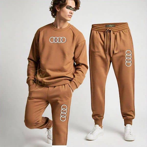 Unisex Brown Fleece Tracksuit - 2-Piece Stylish & Comfortable 0