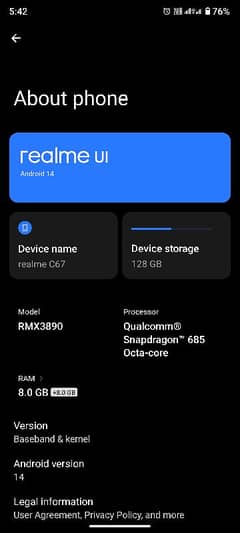 Realme C67, 8/128GB, 10/10 Condition