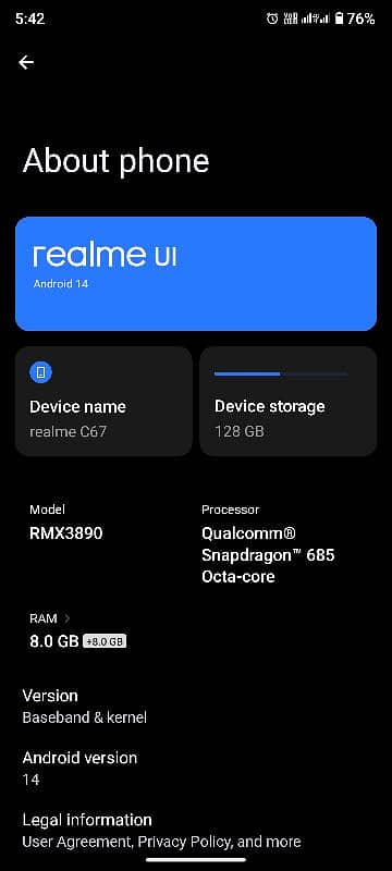 Realme C67, 8/128GB, 10/10 Condition 0