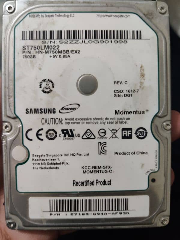 750 gb hard drive 100% health 3