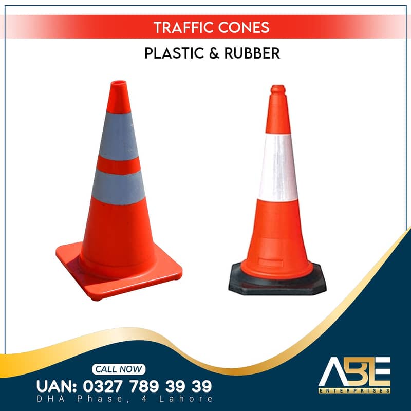 Plastic Traffic Cones with Rubber Bases for Road 0