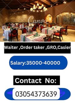 waiter oder taker GRO restaurant jobs available in Lahore