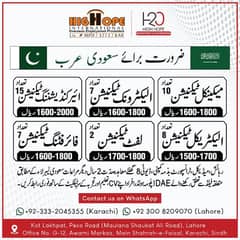 Technician jobs Available in saudia arabia Apply now in karachi