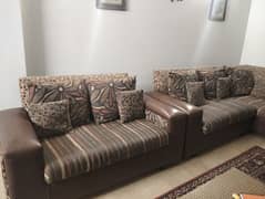 * L Shaped 8 seater TV lounge/ living room sofa set with curtains