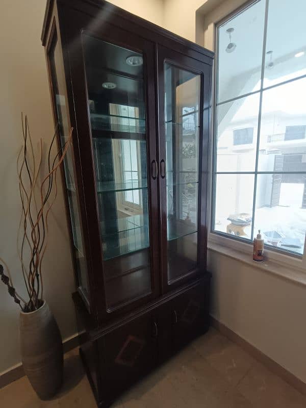 Pure seesham wood Glass Cabinet and Trolley (pure seesham) 1