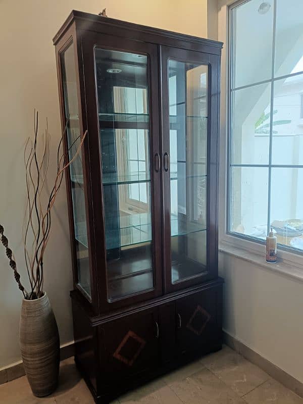 Pure seesham wood Glass Cabinet and Trolley (pure seesham) 2