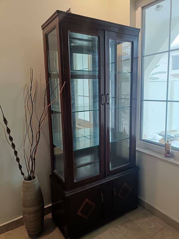 Pure seesham wood Glass Cabinet and Trolley (pure seesham) 3