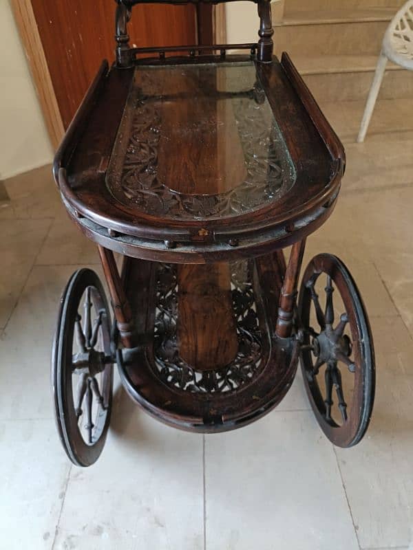 Pure seesham wood Glass Cabinet and Trolley (pure seesham) 6