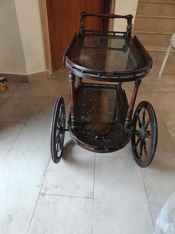 Pure seesham wood Glass Cabinet and Trolley (pure seesham) 7