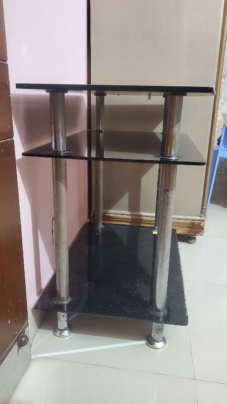 Sleek Black Glass Table with Sturdy Metallic Frame 2