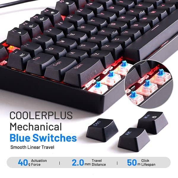 Cooler plus gaming keyboard blue switches new box pack 0