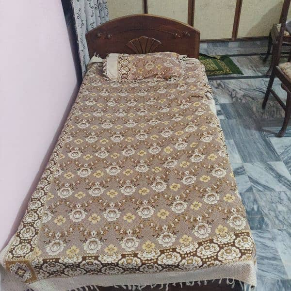 2 wooden single bed  with mattress 1