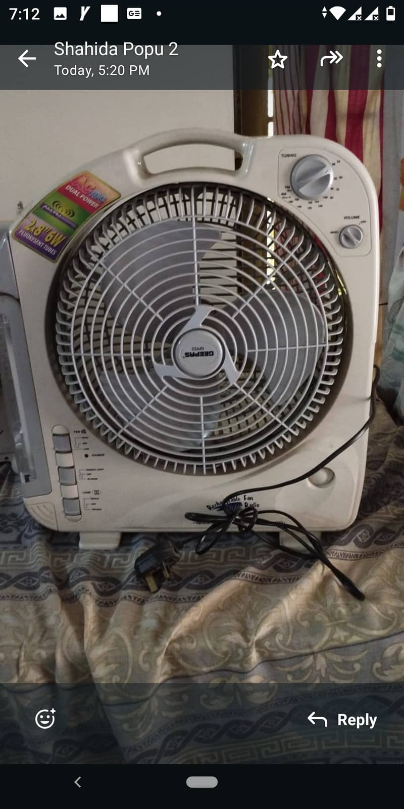 Geepas  rechargeable fan 1