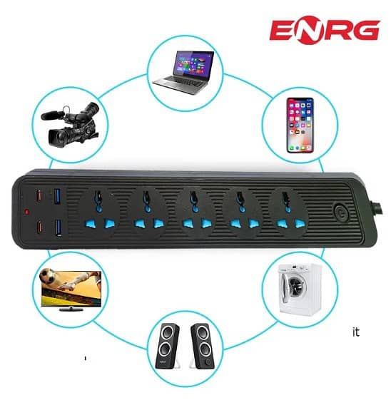 FIXED PRICE. . . ENRG SMART EXTENSION BOARD 5 PWR +2 USB A+C PORTS!!! 6