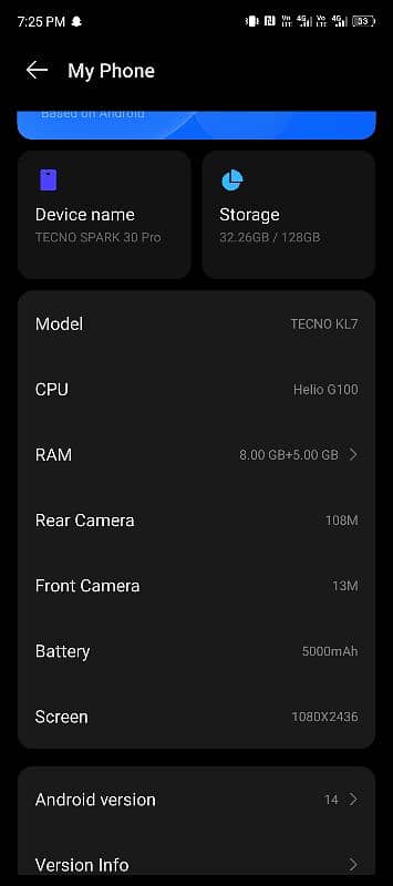 Tecno spark 30 pro 8+5GB 128 GB 5