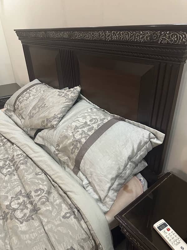 Wooden Bed with Dresser, Side Tables and New Mattress 3