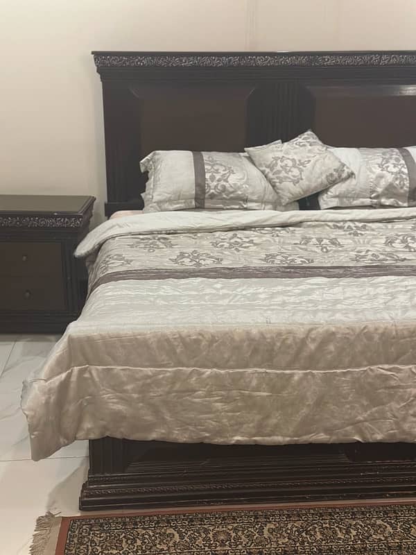 Wooden Bed with Dresser, Side Tables and New Mattress 4