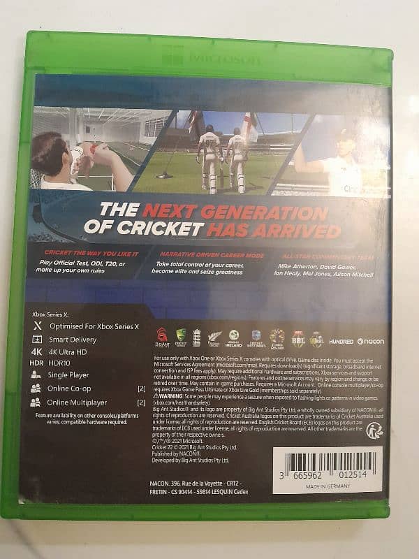 Cricket 22 Xbox one disk 1