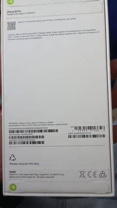 I phone 16 pro 256gb Box Peak Titanium Clor Factory Unlock