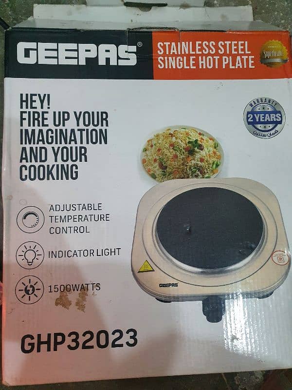 Geepas stainless stee portable electric 1500 w single hot plate 18mm 0