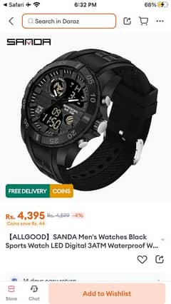 Sanda Model-791 Black Sports Watch