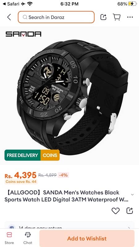 Sanda Model-791 Black Sports Watch 0