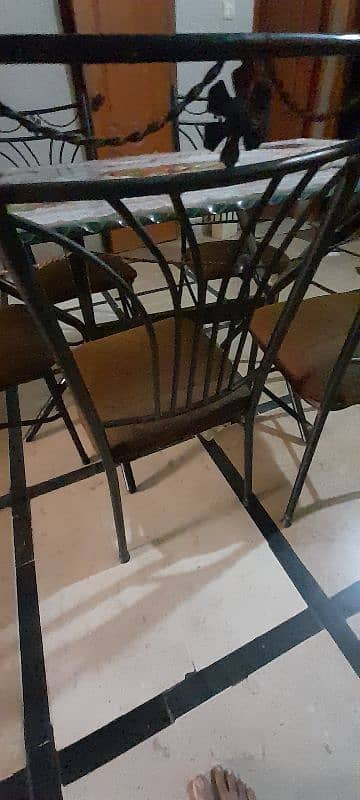 urgent sale iron dinning dining table with six chairs 1