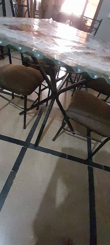 urgent sale iron dinning dining table with six chairs 2