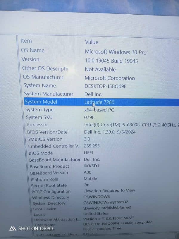 Dell Laptop Core i5 6300U 4