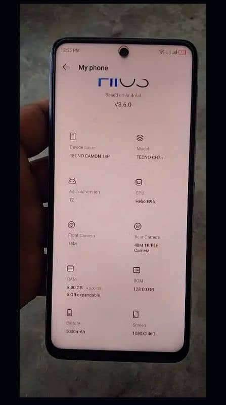 Tecno Camon 18p 128 gb + 8 gb Helio g96 120hz display 33 Watt charging 5