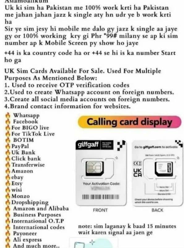 physical ((UK**SIM**)) available in Pakistan whatsaap ‪ 0