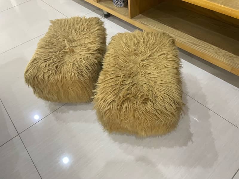 Luxurious Furry Accent Stools – Set of 2 0